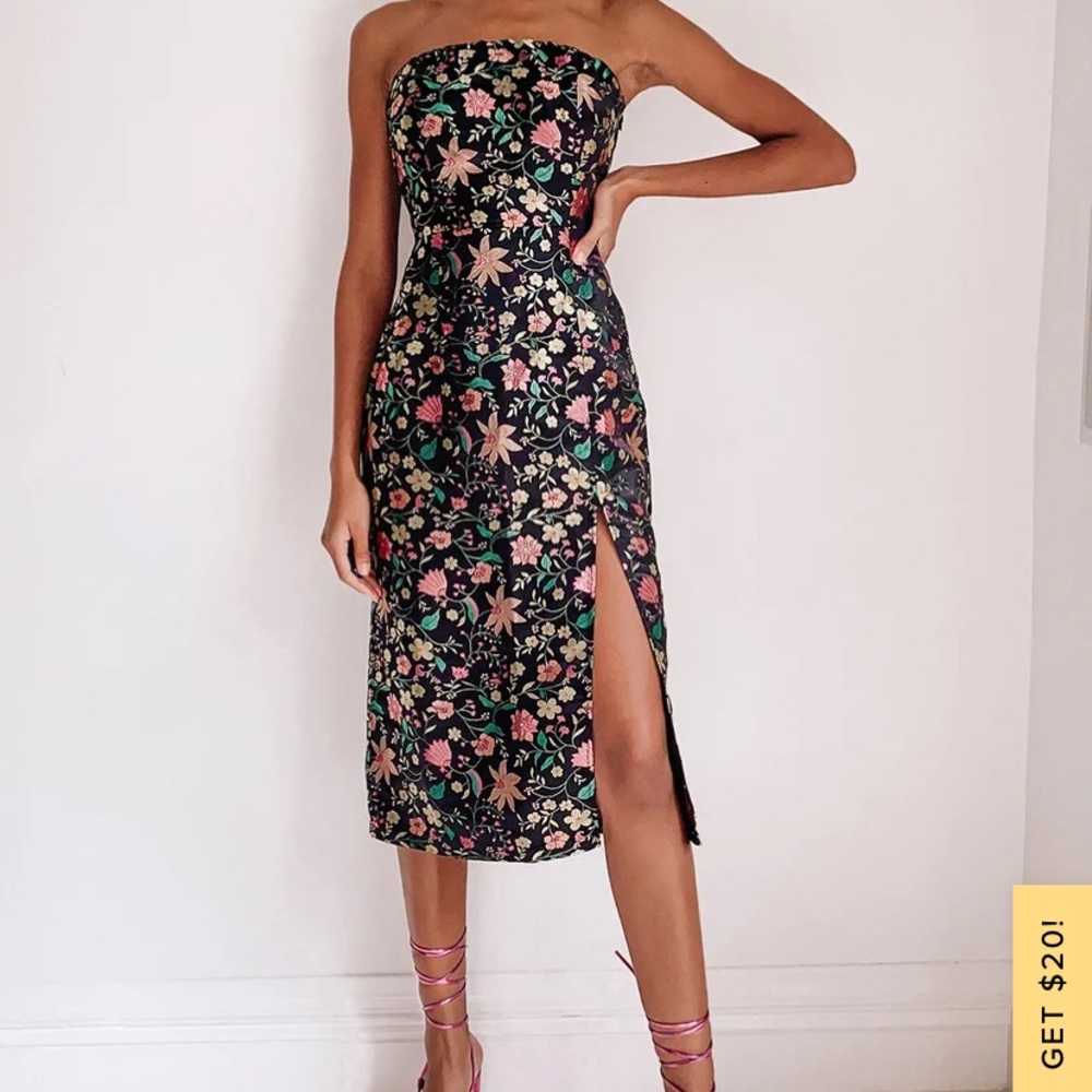Lulus satin floral midi dress